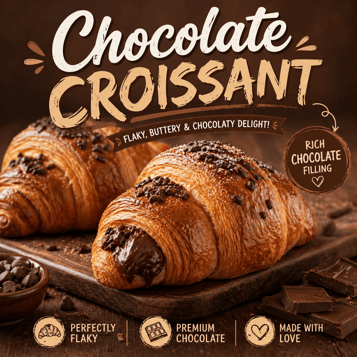 Chocolate Croissant dari Thirty Three Brew dengan tampilan clean dan modern